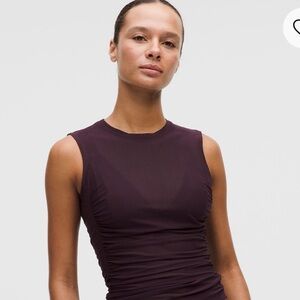 Mesh Ruched Tank top!lululemon athletica Dark Purple Tank Top